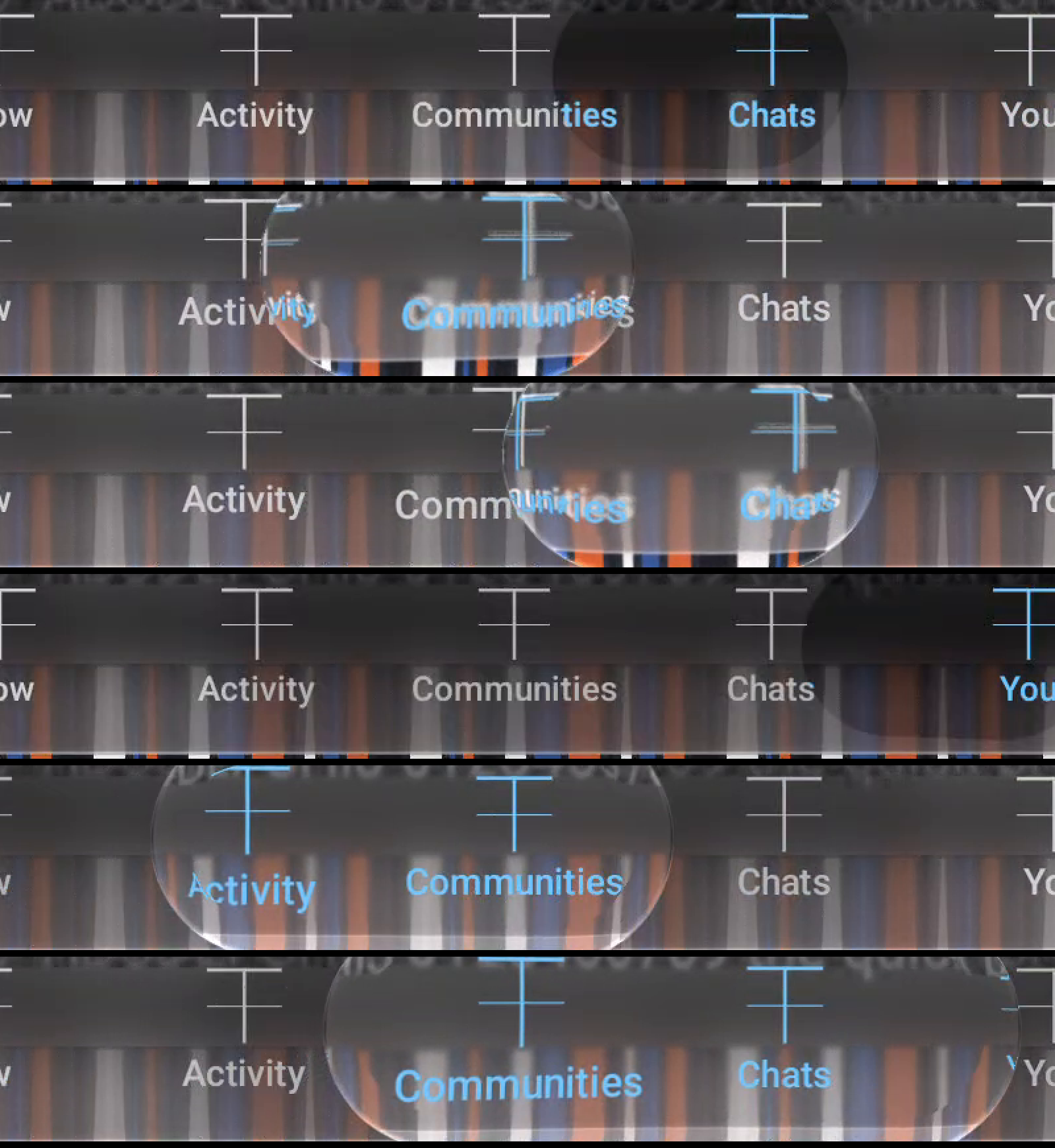 Labels under the selector mid-drag: three Phase 3 frames, then three V3 frames